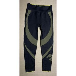 Victorias Secret PINK Yoga Active Sport Gym Fitness Leggings Large Black W Green